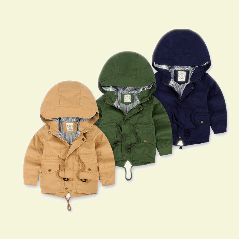 Kids winter hooded canvas jacket