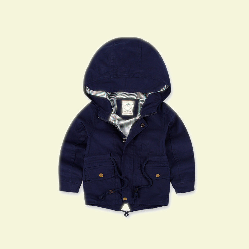 Kids winter hooded canvas jacket